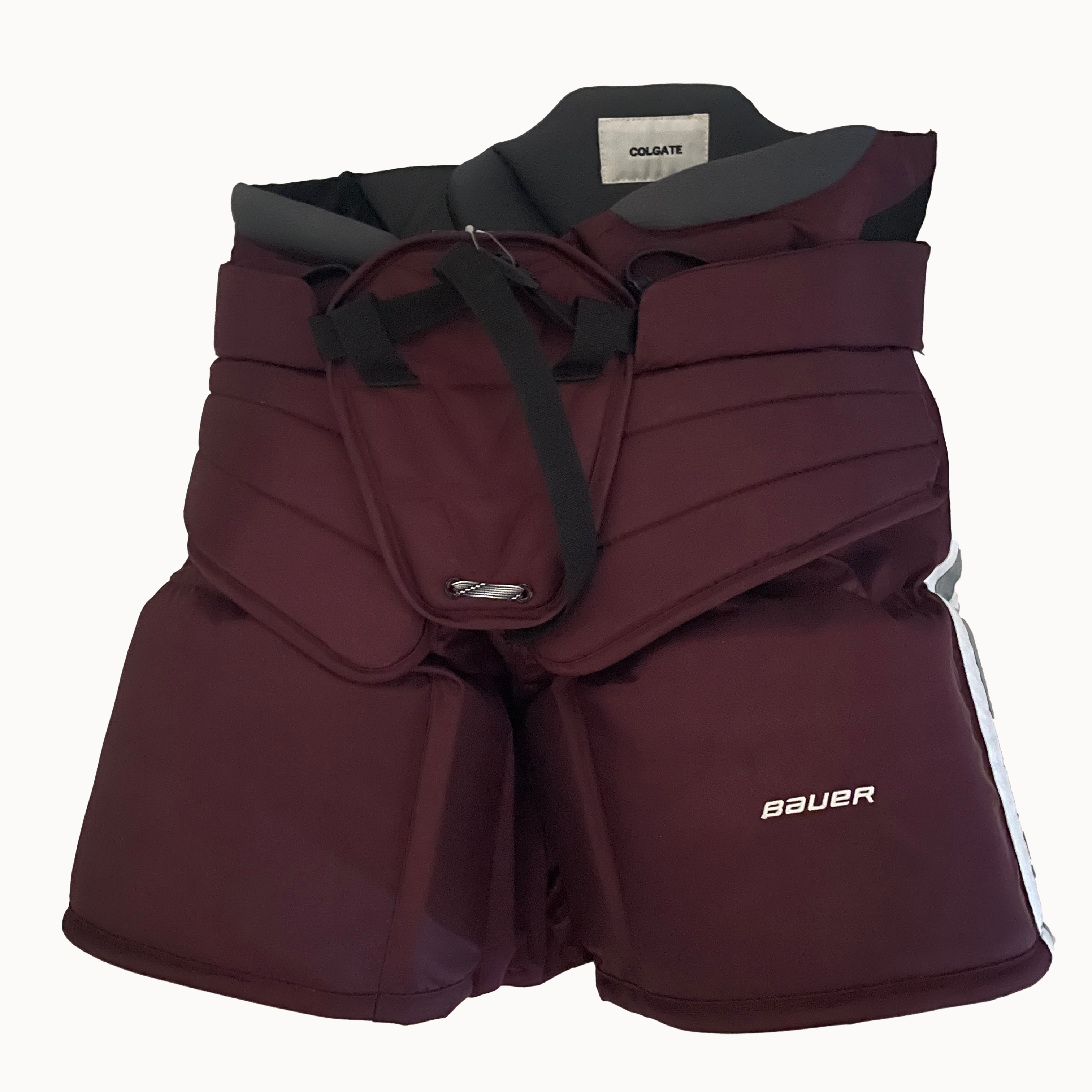 Bauer - Pantalon de gardien de but de hockey NCAA Pro Stock (marron/gris/blanc)